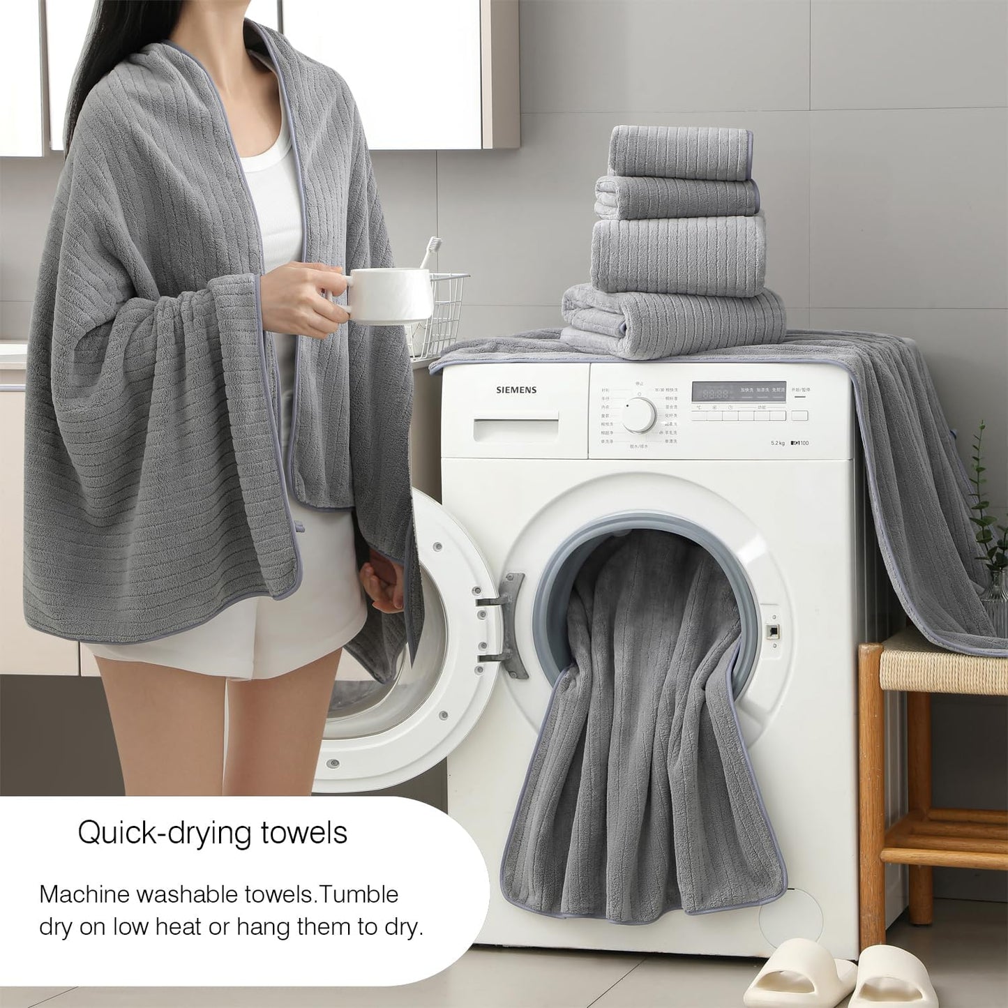 18 Set 6 Towels,6 6 Set Hailea Piece Family Bath Towel Include Bath Hand Towels and Washcloths Soft Bathroom Towel