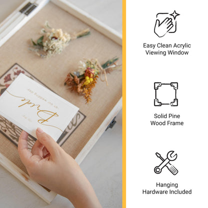 HBCY Creations 18x24 Whitewash Wood Shadow Box Display Case - Solid Wood with Acrylic Window - Security Latch - for Mementos and Keepsakes