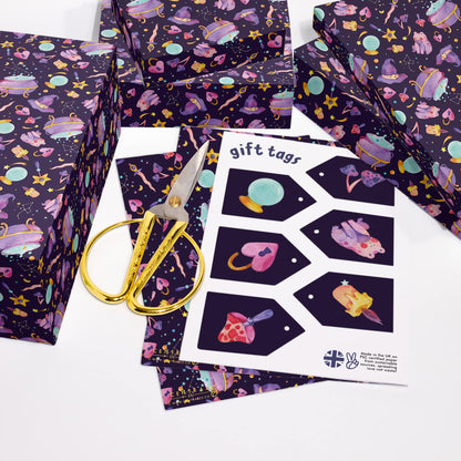 CENTRAL 23 Witch Wrapping Paper - Purple Gift Wrapping Paper - 6 Sheets Gift Wrap For Halloween - Dark Mystic - Comes With Fun Stickers