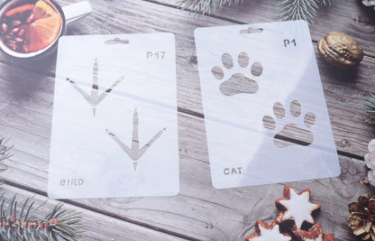 Sowaka 20 Pcs Animal Footprint Stencils Plastic Reusable Painting Templates for Painting on Wood Walls Art Craft Scrapbooking Journal Drawing Home Decoration Christmas Halloween