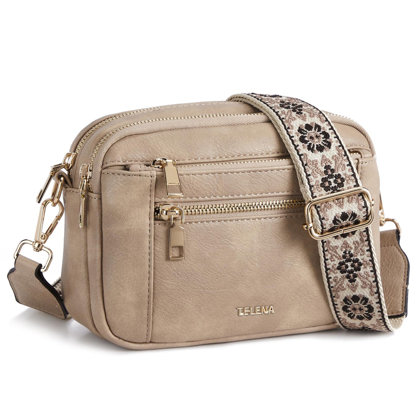 Telena Small Crossbody Bags For Women Vegan Leather Crossbody Purse With Adjustable Wide Strap For Daily Life