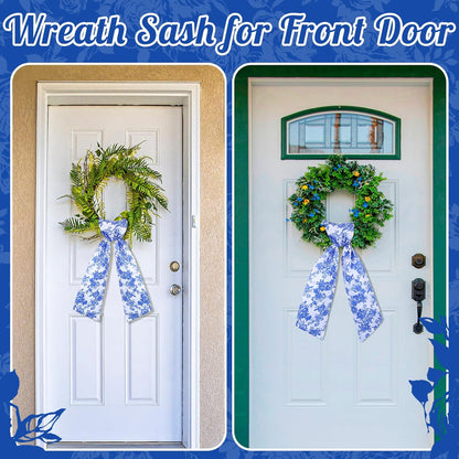 VitalCozy Floral Wreath Sash - Elegant Satin Ribbon for Embroidery Monogram | Indoor/Outdoor Decor