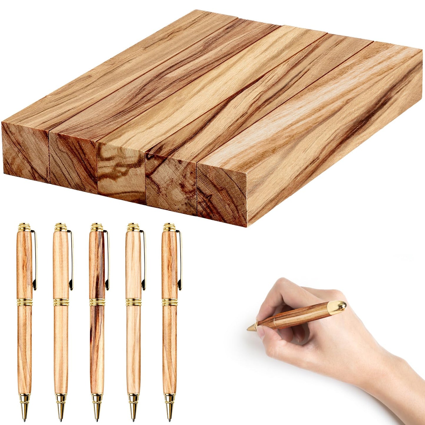 Spiareal 5 Pcs Olive Wood Pen Blanks Kits Pen Turning Supplies DIY Crafts, 5 x 3/4 x 3/4 Inch