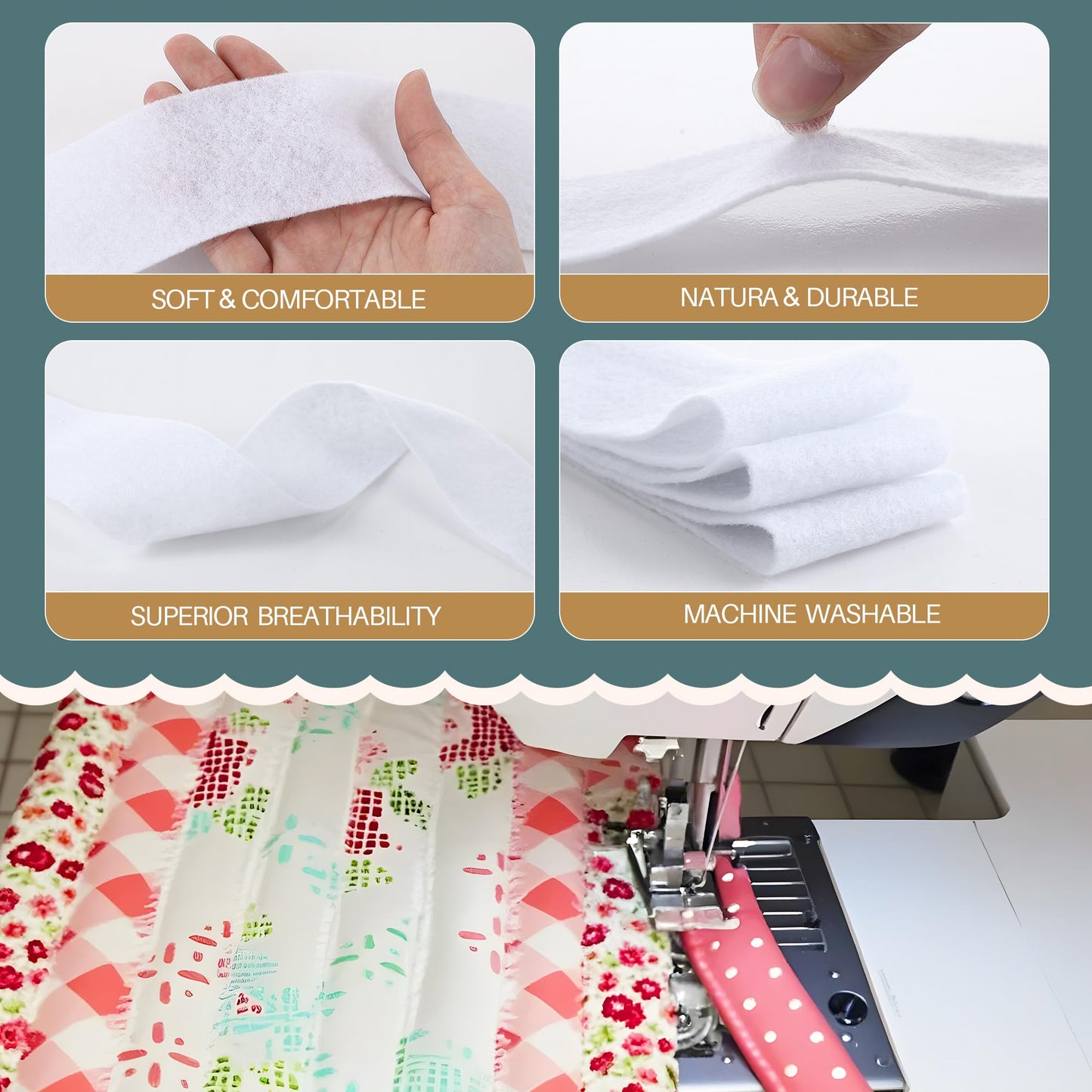 Ceoighe Fabric Roll Batting Strips with Tube Maker, 2 Rolls 100 Yards Total, 2 1/4 Inch Cotton Blend Quilt Batting for Quilting, Rugs, Braided Mats, DIY Sewing Projects
