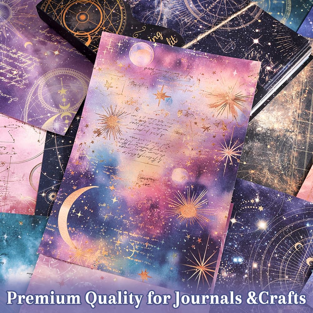 icceemee 160 Sheets of Starry Sky Scrapbook Paper, journaling Scrapbook Supplies Craft Collage Paper Set, Junk Journal Bullet Journal Poster Room Decor for Card Making Decorative Gifts