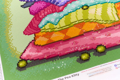 DIAMOND ART CLUB Princess and the Pea Kitty Diamond Painting Kit, Fun DIY Crafts for Adults, Square Diamond Art Canvas, 13" x 13" (33 cm x 33 cm)