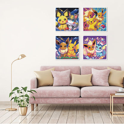 LWZAYS 4 Pack 5D Cartoon Diamond Painting Kits for Kids Beginners, Diamond Art Kit for Kids Ages 8-12, Mosaic DIY Full Round Drill Big Gem Art for Kid, Home Wall Decoration 6X6 inch