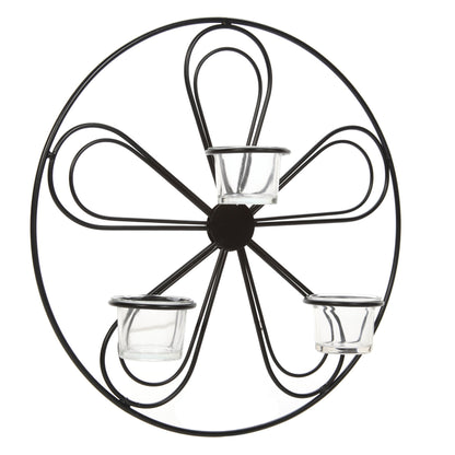 Hosley Large Floral Wall Sconce 13.5 Inch Diameter Tea Light Candle Holder LED Farmhouse Ideal Gift for Weddings, Special Occasions, and for Wall Decor, Home, Spa, Aromatherapy, Reiki.