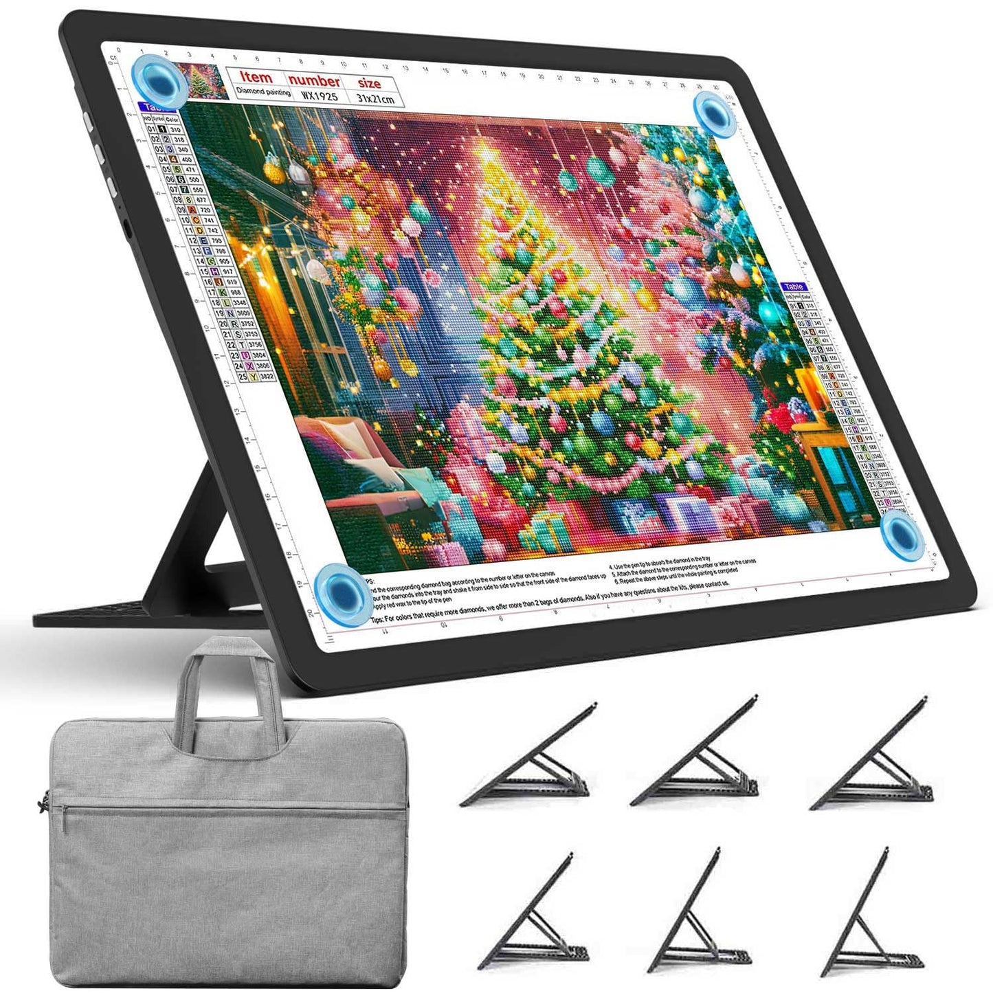 Heanolier Rechargeable A4 Light Board with Stand & Padded Case,7100Lux Bright Magnetic Light Pad with Side Buttons,Wireless Light Box for Tracing,LED Light Table for Diamond Painting,Sketching,Drawing