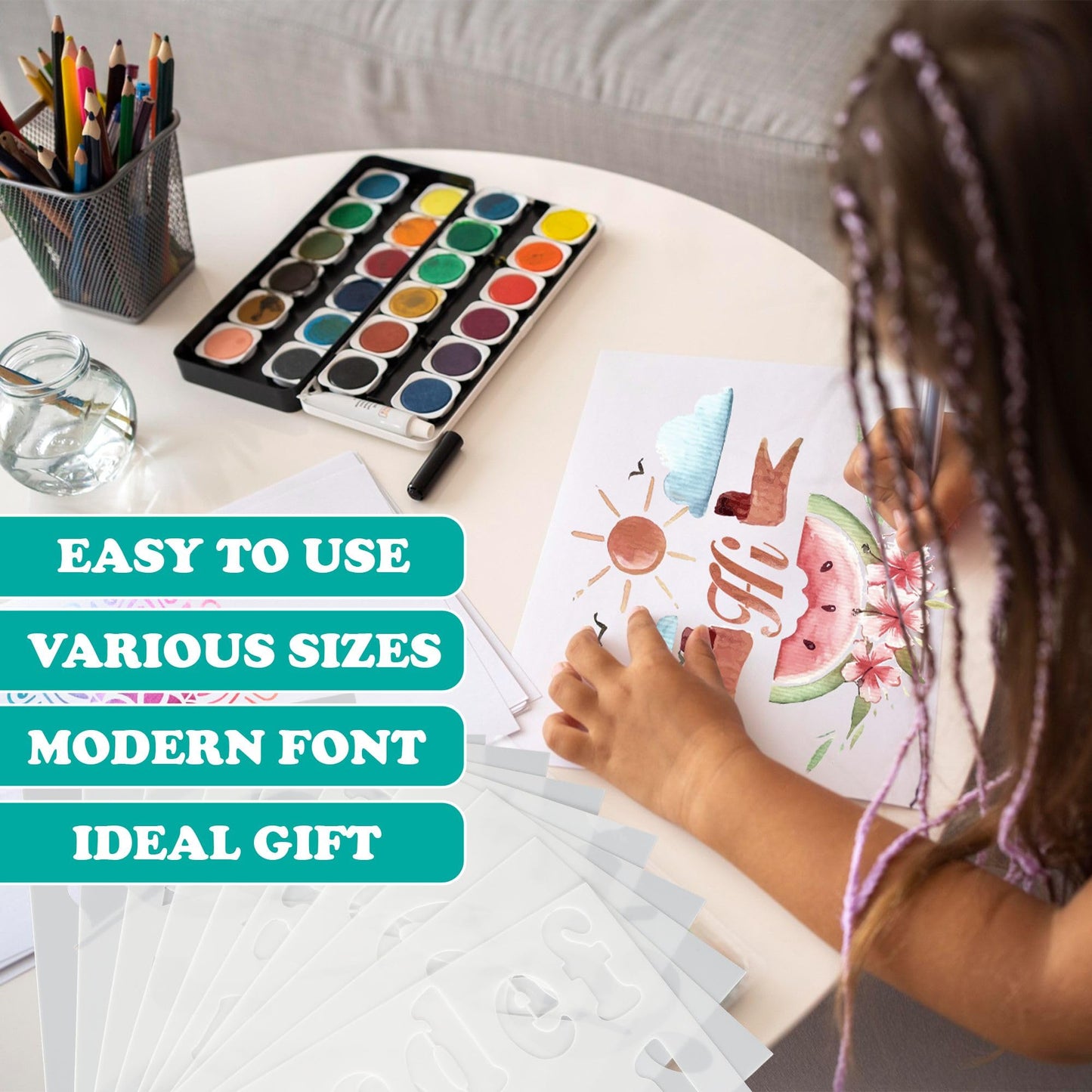 124 Alphabet Numbers Mandala Stencils Small Large Upper Lowercase 6 and 3 inch Arts Crafts Letters Stencil Reusable Template for Calligraphy DIY Painting Wood Wall Fabric Rock Bullet Journal Kit