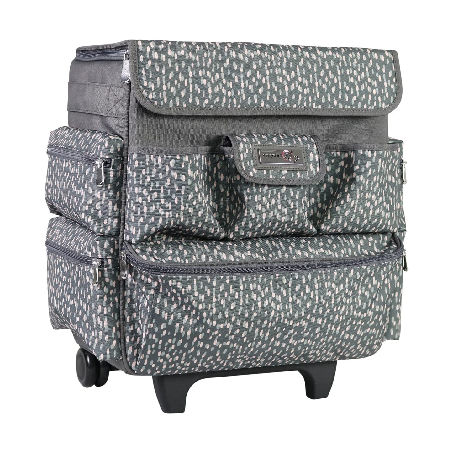 Everything Mary Teacher Rolling Tote – Grey & White Wheeled Bag for Classroom Supplies – Portable Organizer Cart for Teaching Materials, Crafts & Office Essentials