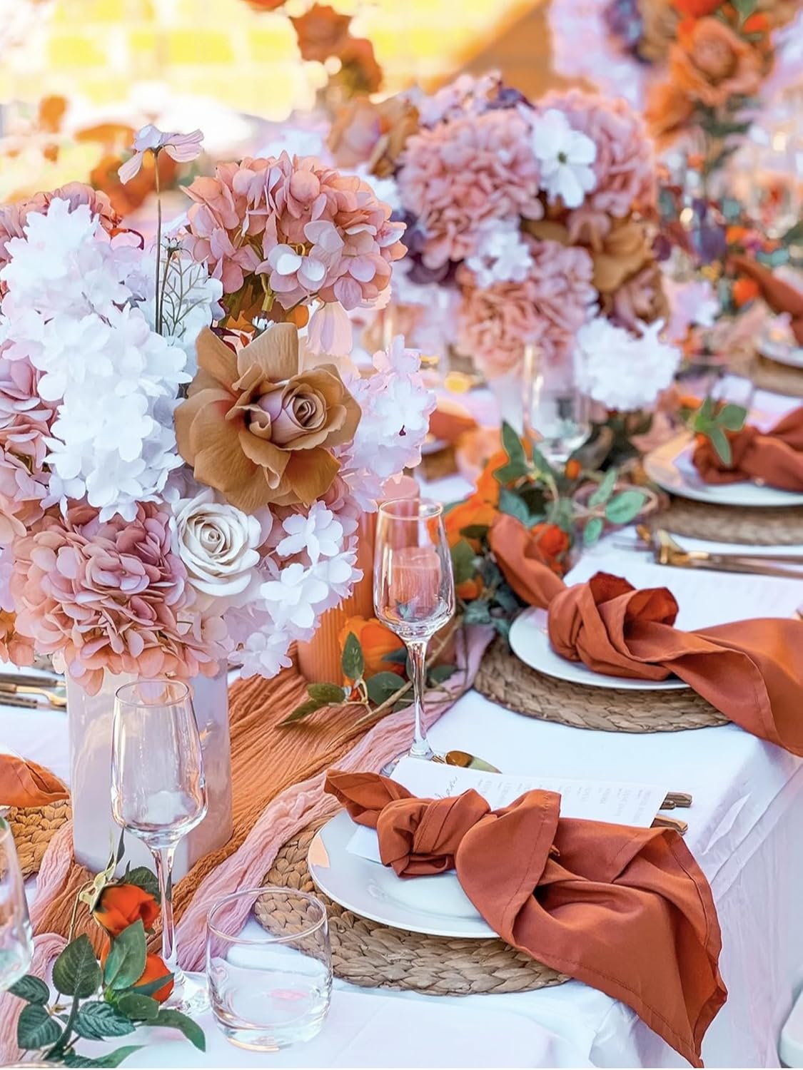 8 Pack 10FT 35x120 Inch Orange Easter Cheesecloth Table Runner Gauze Rustic Wedding Cheese Cloth Table Runners