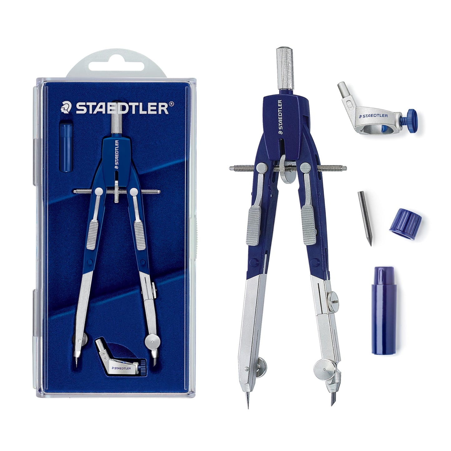 STAEDTLER Mars Comfort Metal 6" Compass Set with Case, Adaptor & Lead