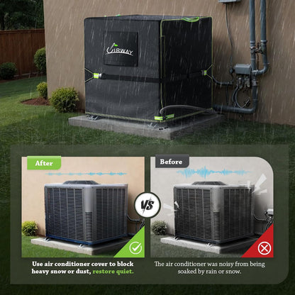 UIRWAY Winter Air Conditioner Cover, Heavy Duty 420D Waterproof Square Cover for Central AC Unit, Fits Up to 36''