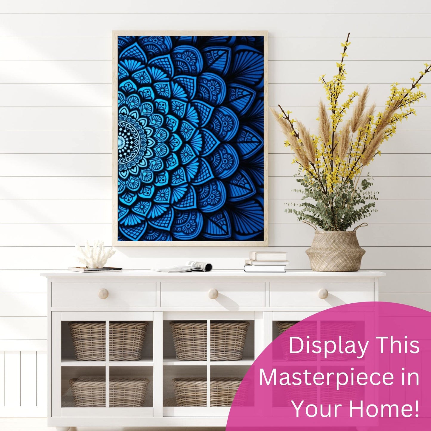 Modern Merch Mandala Diamond Art Kits for Adults, Blue and Black Pattern 5D Diamond Painting for Adults, DIY Mandala Wall Art, Cross Stitch Pattern Gem Art, Full Round Drill 12x16