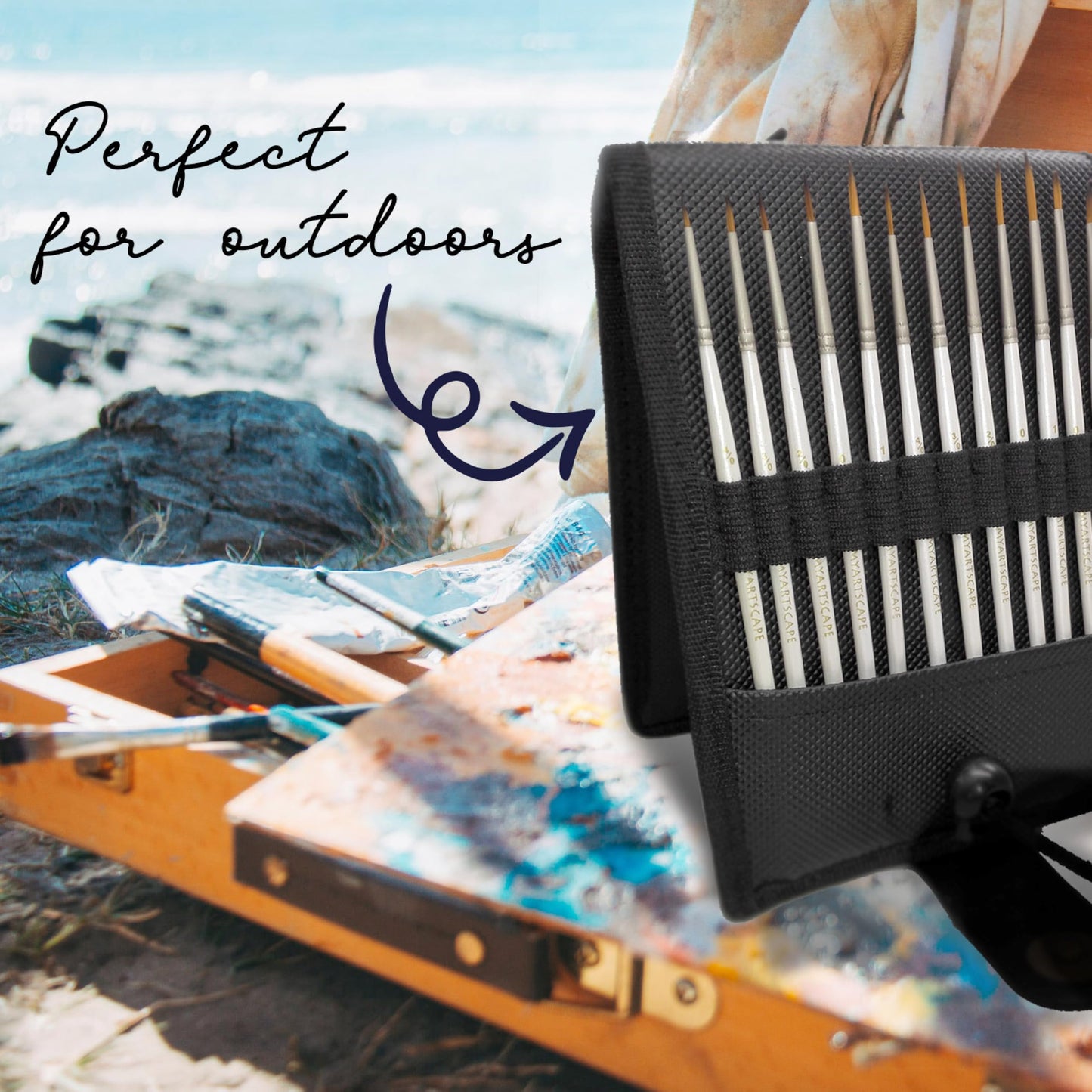 MyArtscape Miniature Paint Brushes with Holder, Set of 12 for Detail & Fine Point Painting - use with Acrylic, Watercolor, Oil, Gouache - for Pinstriping & Lettering - Art Supplies
