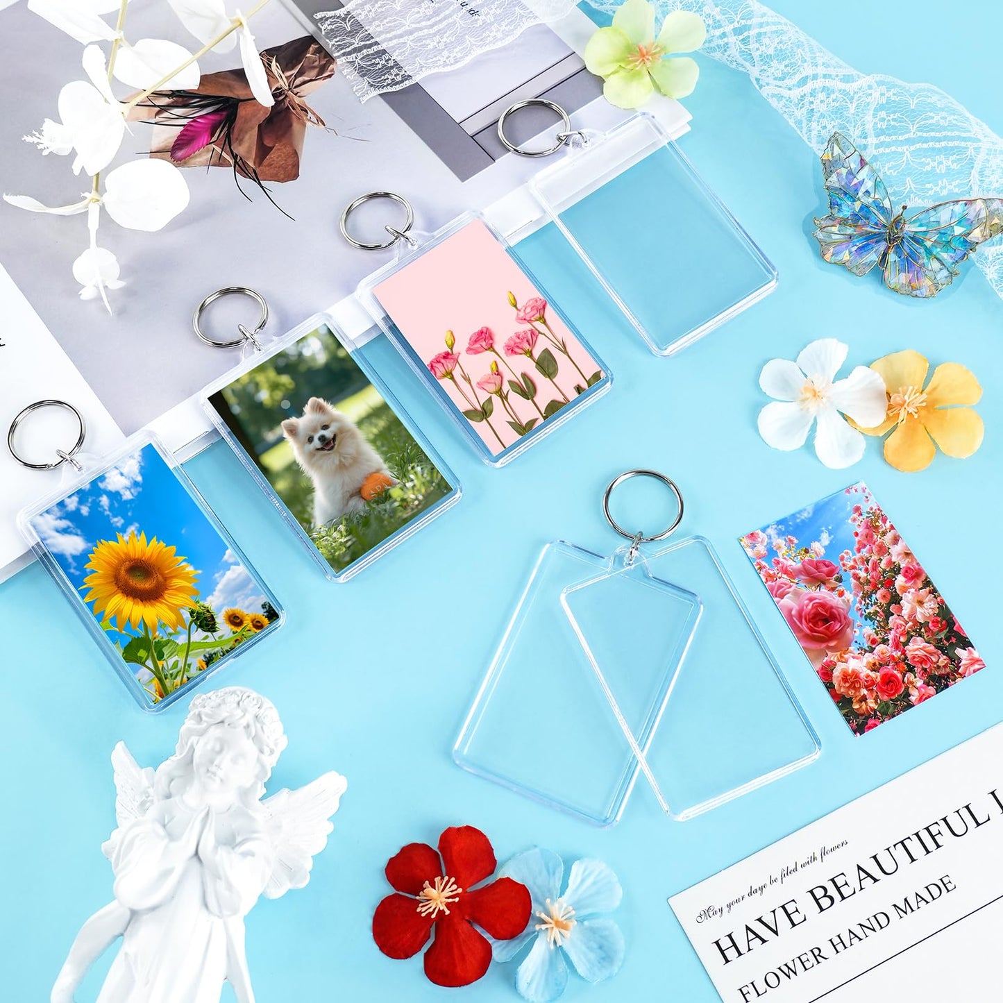 ZZYFGH 16 Pcs Photo Frame Keychain (2 * 3 inch) Picture Frame Keychains Bulk, Acrylic Clear Rectangle Photo Keychain for DIY Craft Graduation Gift - Suitable for Photo Size 1.75 inch x 2.75 inch