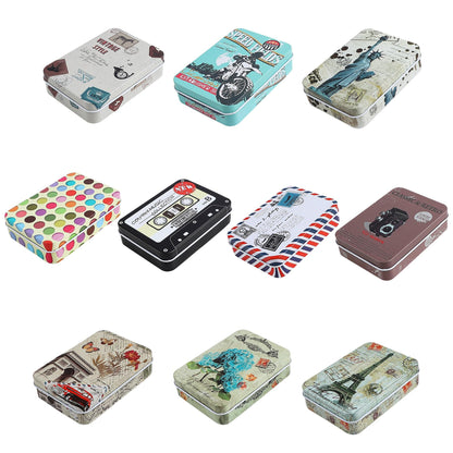 Framendino, 10 Pack Metal Tin Plate Empty Boxes Trinket Jewelry Coin Box with Lid for Candy