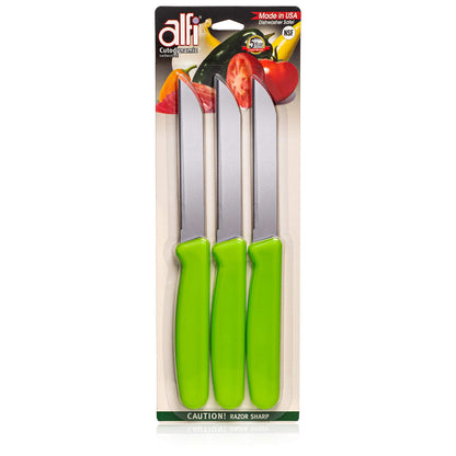 Alfi All-Purpose Knives Aerospace Precision Pointed Tip - Home And Kitchen Supplies - Serrated Steak Knives Set | Made in USA (Kiwi Green)