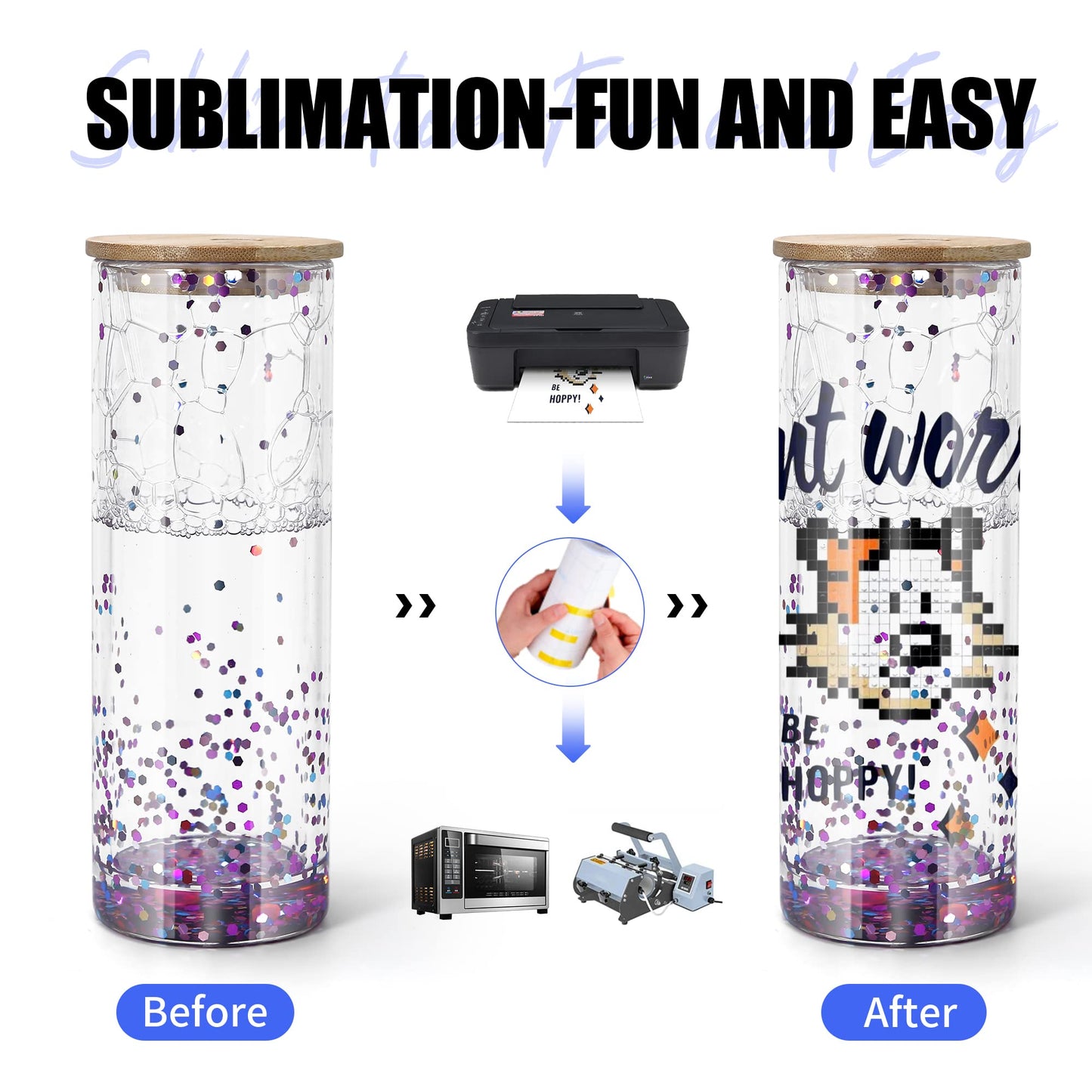 AGH 25OZ Snow Globe Glass Tumbler,4 Pack Sublimation Glass with Bamboo Lids and Straws, Double Wall Sublimation Beer Can Glasses Can Shaped Tumblers with Pre Drilled Hole for DIY