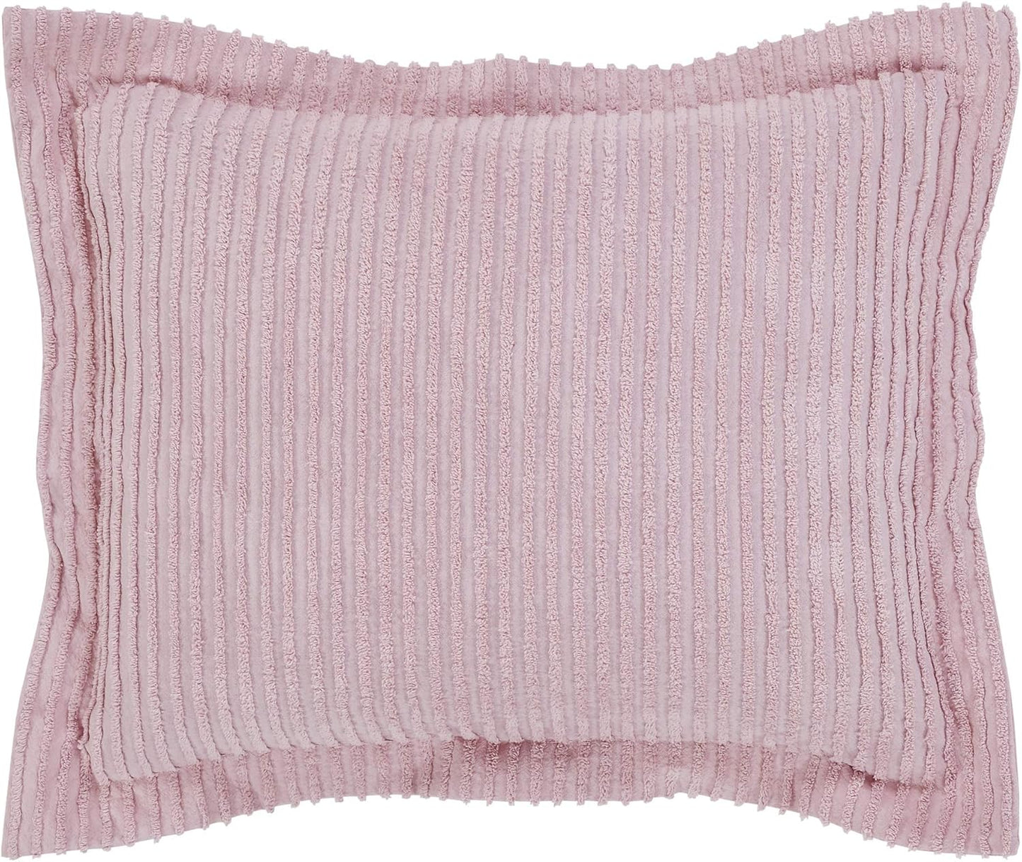Better Trends Jullian Collection Standard Sham, 100% Cotton Tufted, Super Soft Lightweight, Pink Bold Stripes