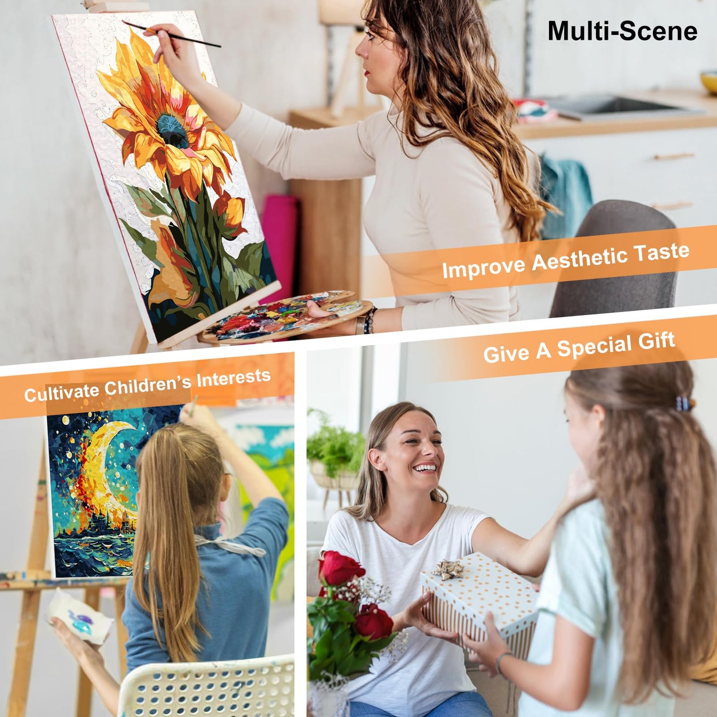 Framed Paint by Numbers Kit for Adults Beginners & Kids Ages 8-12, Butterfly Sunflower Acrylic Easy Paint by Number with Frame, Number Painting Kits on Canvas Framed (12 * 12 Inch, without Easel)