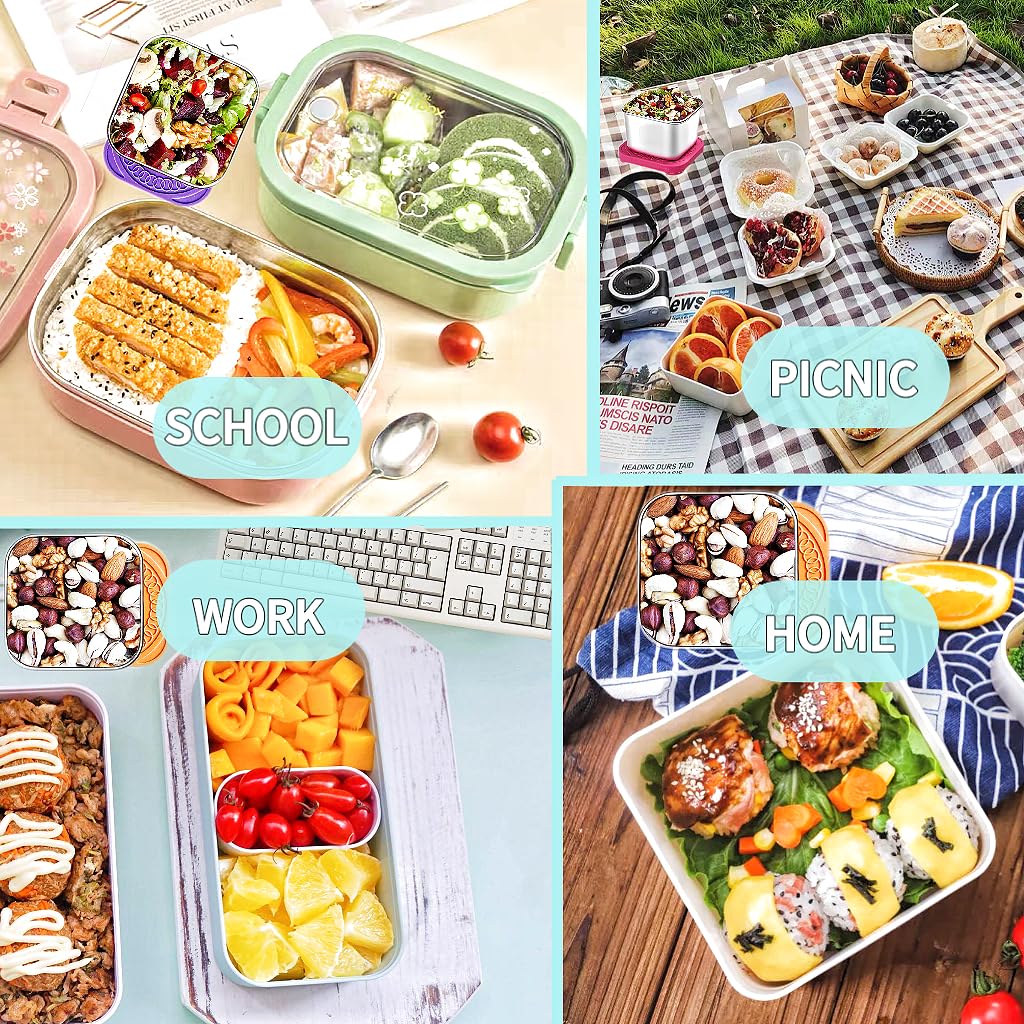 HTEVW 6Pack 6oz Stainless Steel Snack Containers for Kids, Easy Open Leak Proof Metal Toddler Snack Containers with Silicone Lids, Stackable Metal Toddler Lunch Box for Daycare, School and Travel