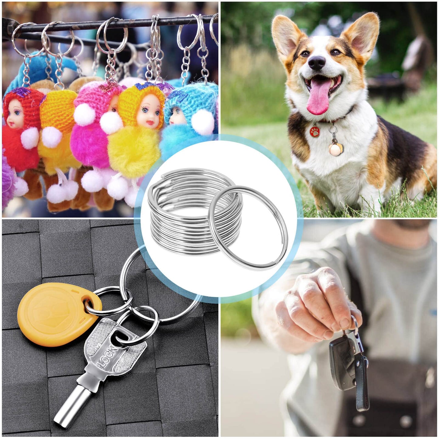 Paxcoo 100 Pack Keyrings, Split Key Rings Bulk for Keychain and Crafts (1 Inch)