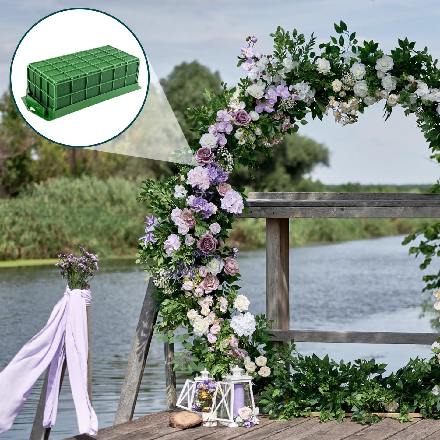 4 Pack Floral Foam Cage, Foam Cage Blocks for Fresh Flower, Green Flower Cage Holders for Artificial Flower Arrangement, Wedding Holiday, Interior and Garden Decorations