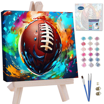 Blissroot Framed Paint by Numbers Kit for Adults Beginner &Kids Ages 8-12, 12x12inch American Football Paint by Numbers with Frame,Large Sports Paint by Number Framed Canvas (Without Easel)