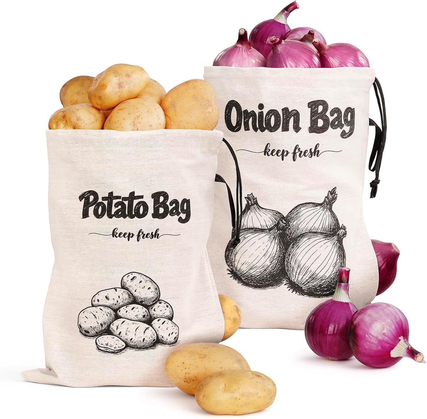 8-Pound 16"x11.4"(2Pack) Onion Bag, Potato Bag, Vegetable Storage Bags, Reusable Potatoes Storage Bags