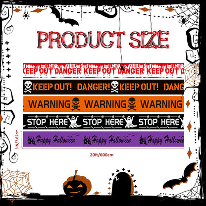 OZIO 5 Rolls Halloween Decorations Caution Tape, 100 ft Reusable Glue-Free Warning Tape, Creepy Scary Decoration Fright Tape Spooky Party Haunted House Props for Haunted Houses, Vampire Parties