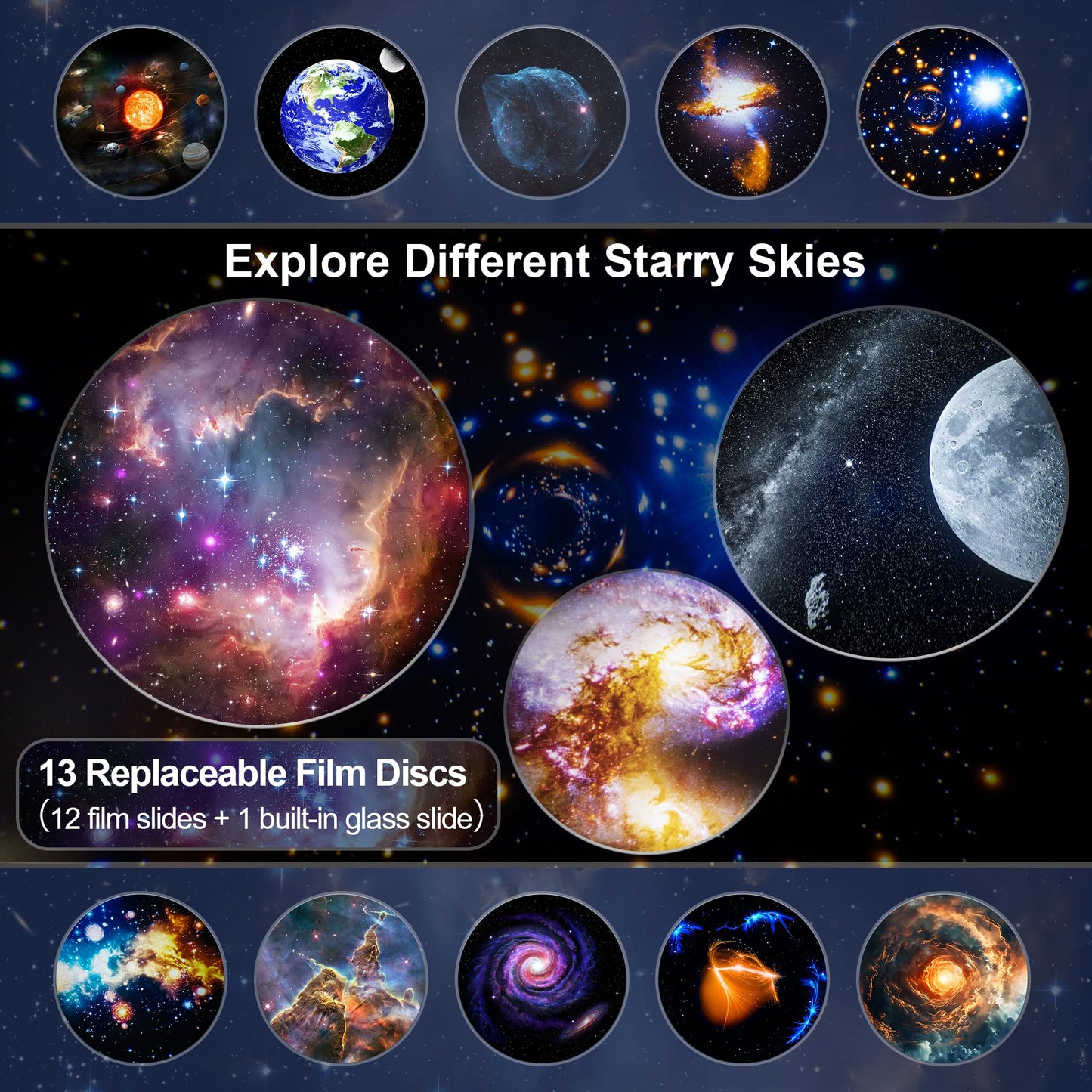 Planetarium Projector for Bedroom, 13 in 1 Star Projector Galaxy Light, Ceiling Night Light Milky Way Mood Lighting with Timer, LED Space Galaxy Lamp Bedroom Room Decor for Adults Kids - White