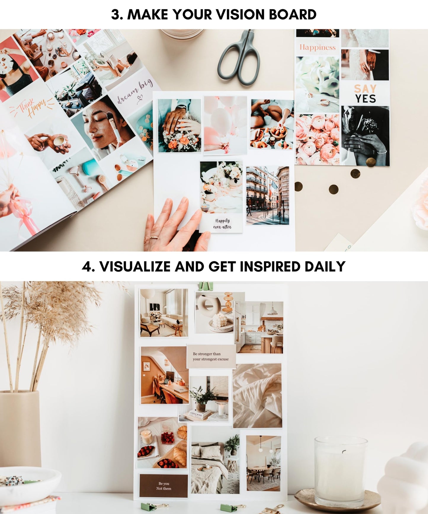 Lamare Vision Board Book - 1000+ Aesthetic Vision Board Images & Motivational Quotes, Vision Board Supplies, Vision Board Kit, Collage Book for Manifestation, Self Care & Goal Setting