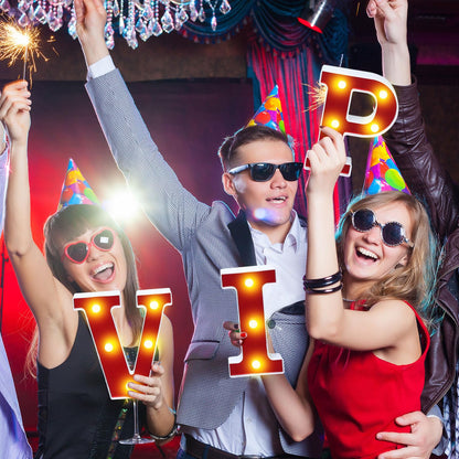 Aurelema VIP 6.3" Light up Letters Sign Party Decorations Battery Powered Marquee Lighted Sign LED Alphabet Letter Lights for Night Party Birthday Home Tabletop Decor Supplies