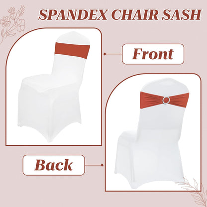 MDS Spandex Chair Sashes - Premium Stretch Covers with Buckle Slider | Universal Fit for Weddings & Events - Terracotta