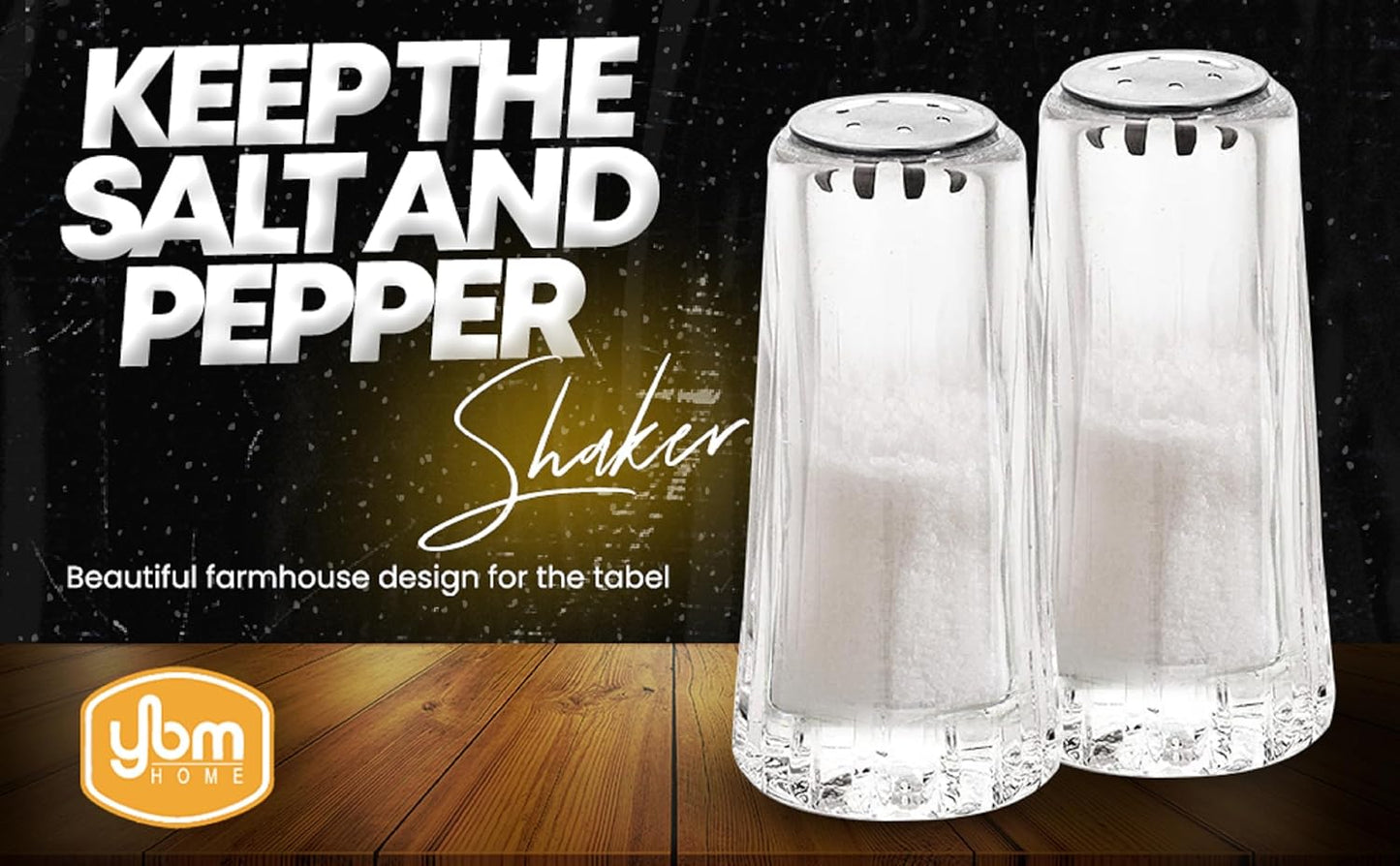 YBM Home Acrylic Salt and Pepper Shakers with Stainless Steel Lid, 1.5oz Clear Spice Herb Dispenser for Dining Table,