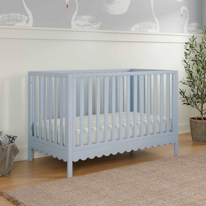 Davinci Sammy Scallop 4-in-1 Convertible Crib in Powder Blue, GREENGUARD Gold Certified