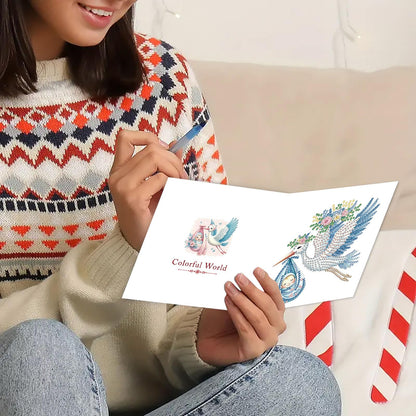 DDGYP 6 Packs Diamond Art Painting Greeting Cards, 5D DIY Diamond Art Cards with Envelopes, Adult DIY Diamond Art Kits, Handmade Greeting Card Set for New Family Celebrations & Gift Giving
