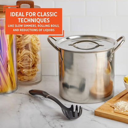 IMUSA 8 Quart Stainless Steel Stock Pot with Lid: Silver