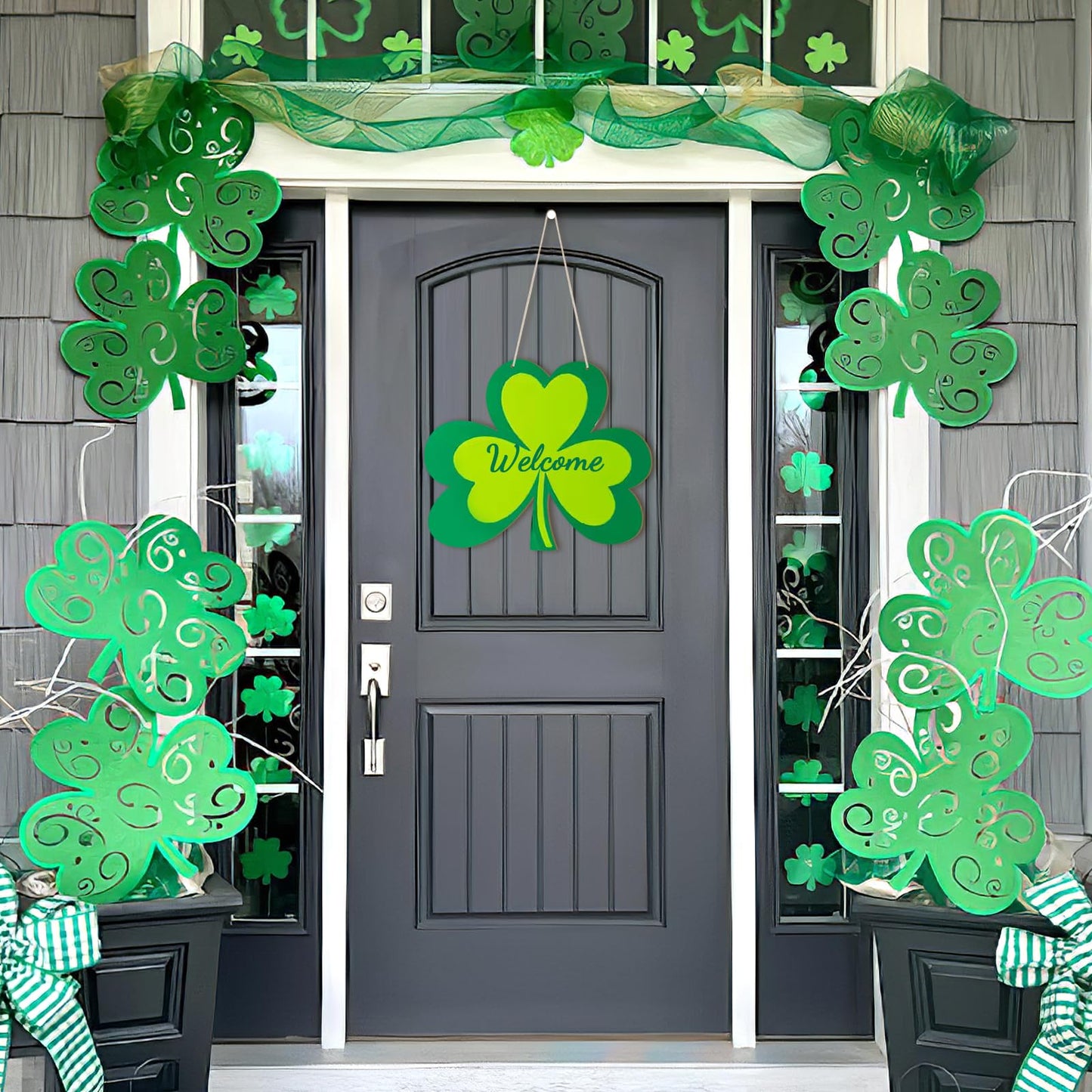 Large Size 12" Wooden Shamrock Ornaments to Paint, St. Patrick's Day Decoration Cutouts Wooden DIY Blank Unfinished Shamrock Irish Door Hanging Sign Plaque Crafts Hanging Decorations 3PCS