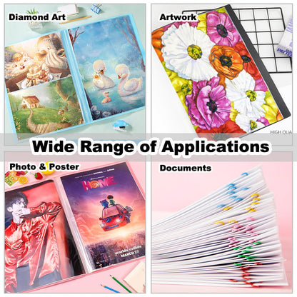 MUFEKUM 2 Pack A3 Storage Book for Diamond Painting, Handheld Diamond Art Portfolio Folder with 30 Pocket, Diamond Art Storage Book for 12”x16” Diamond Painting Photo Picture