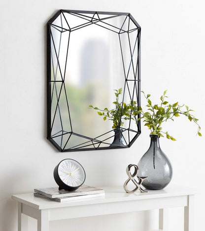 Kate and Laurel Keyleigh Modern Glam Geometric Shaped Metal Accent Wall Mirror, Black
