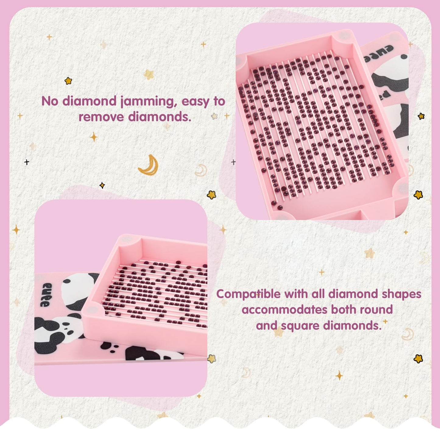 Diamond Painting Tray with Built-in Magnetic Cap and Lid for Easy Access and Storage. The Bead Tray Prevents Beads from Getting Stuck, Meeting the Daily Needs of Diamond Painting Enthusiasts. (Pink)
