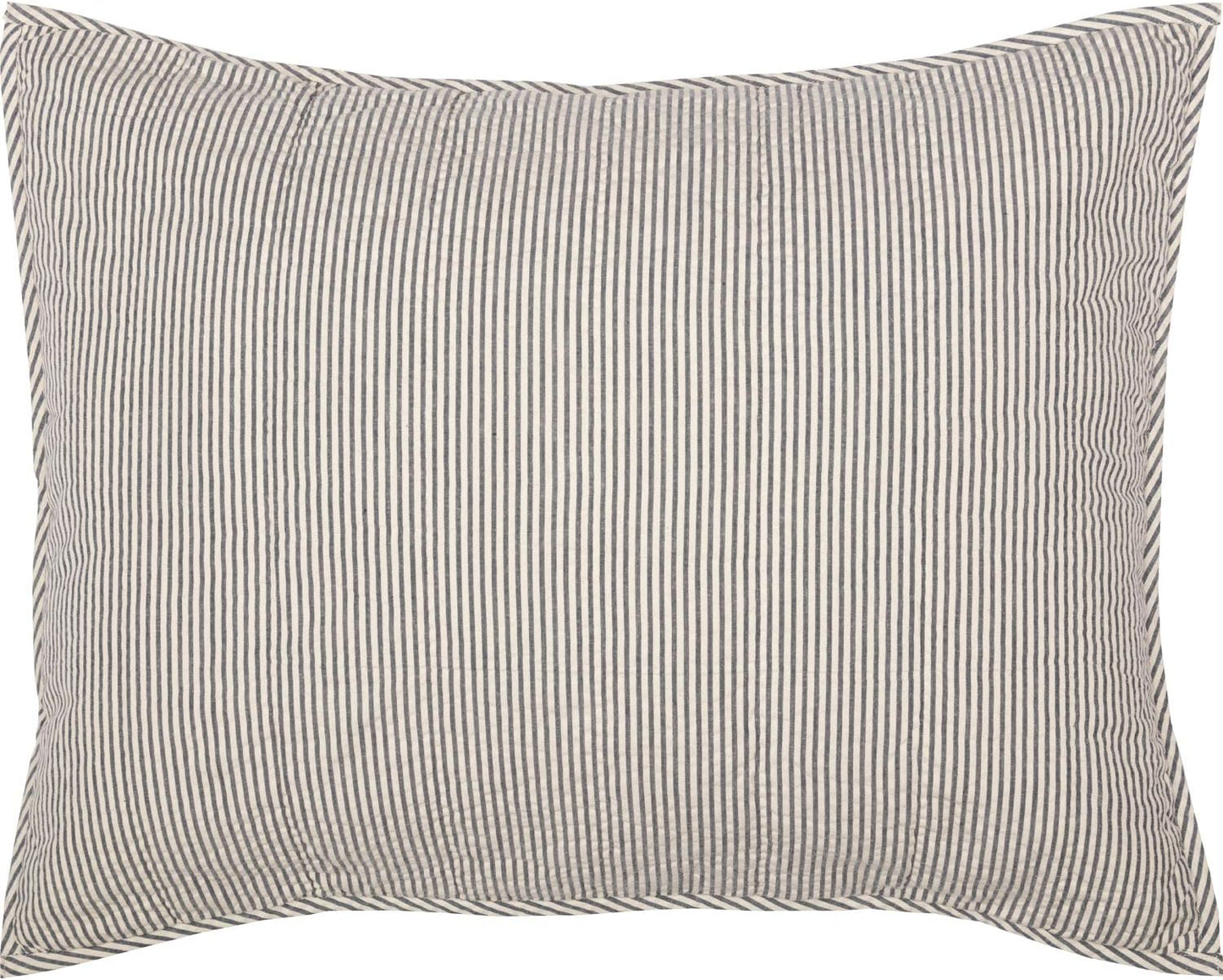 VHC Brands Hatteras Seersucker Blue Ticking Stripe Standard Sham, 21x27