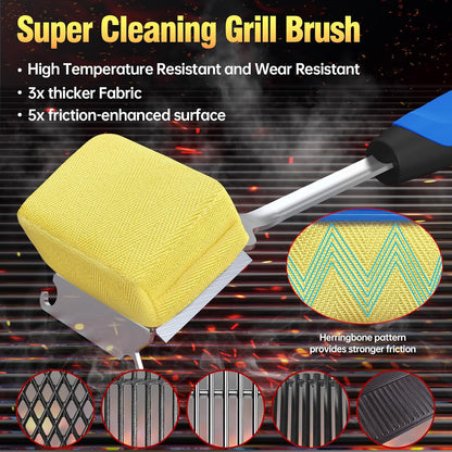 Grill Brush Bristle Free for Outdoor Grill, Steam Grill Cleaning Brush Replaceable BBQ Cleaner Brush Head,Extended
