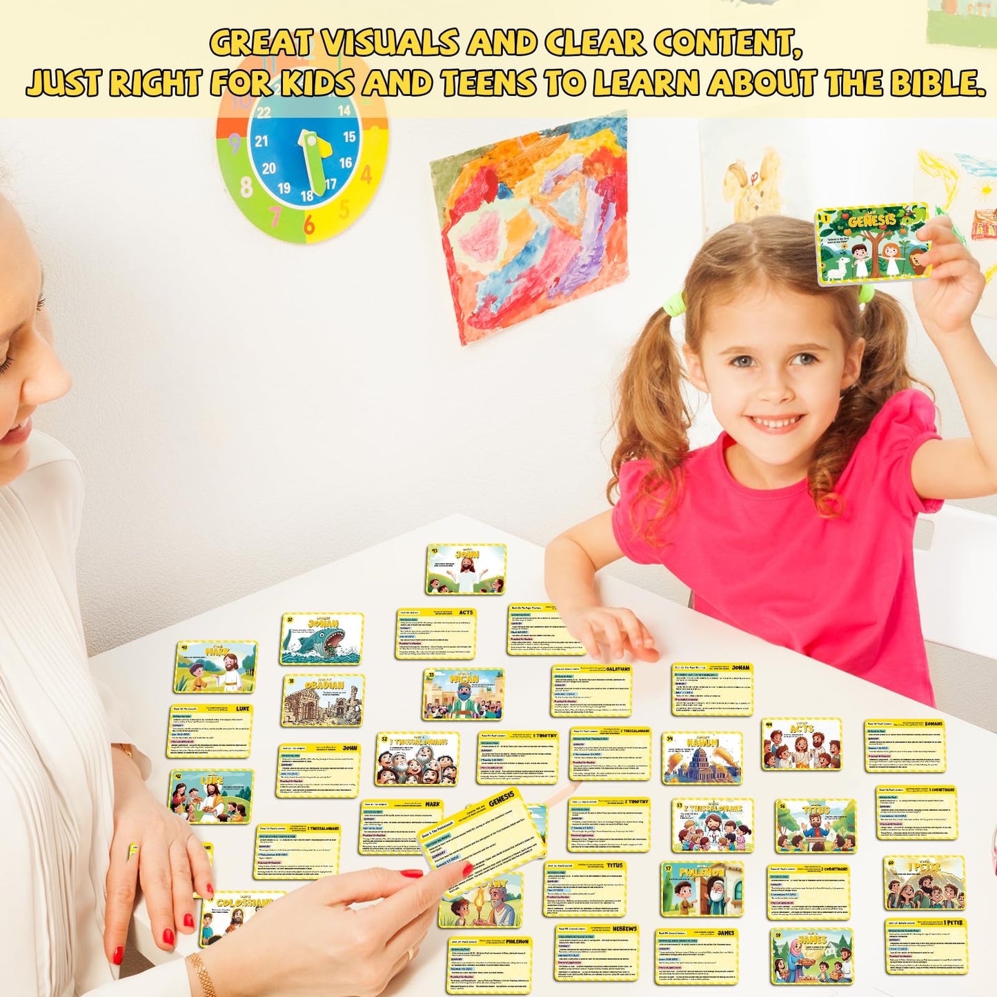 66 Books of The Bible Flash Cards Memory Verse Flashcards with Summary Figures Practical Application Christian Learning Tools for Sunday School, Homeschool, Bible Study, Teaching & Deep Understanding