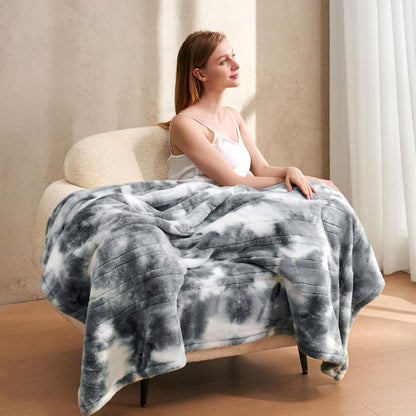 Electric Heated Blanket 50"x60",Luxury Grey Faux Fur Electric Throw Blanket,Fast Heating Soft Fluffy Thick Electric Blanket with 6 Heating Levels & 12H Auto Off