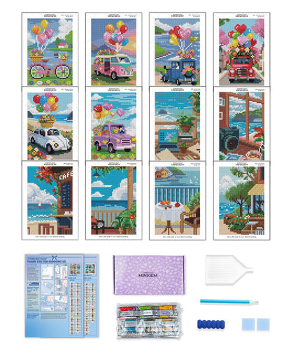 forever young Minigem Small Diamond Art Kits for Beginners, 12Pcs Resin Square Drill Diamond Painting Kits for Adults, 2-Hour Canvas Mini Diamond Art Kits 5x7 Inch – 2 Sets: Sea Echo & Dream Journey
