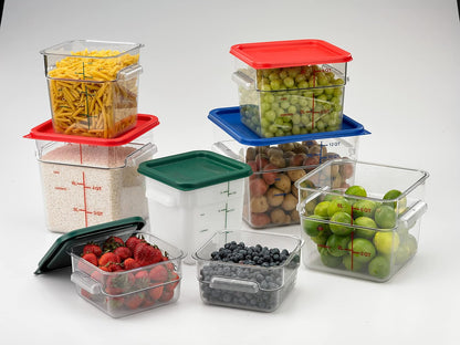 Carlisle FoodService Products Square Food Storage Container 4 Quarts White (Pack of 6) for Catering Buffets Restaurants